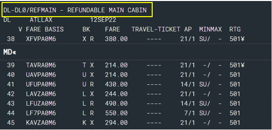 Sabre screen example